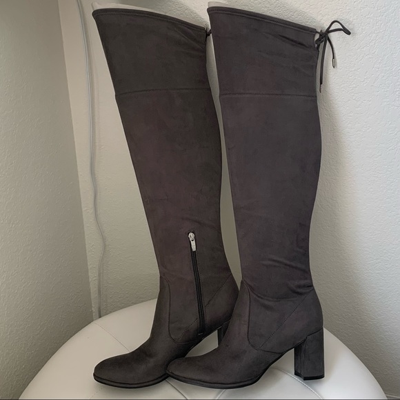 NWOT Marc Fisher Lencon Over-the-knee Boots in Grey Fabric - Picture 3 of 9